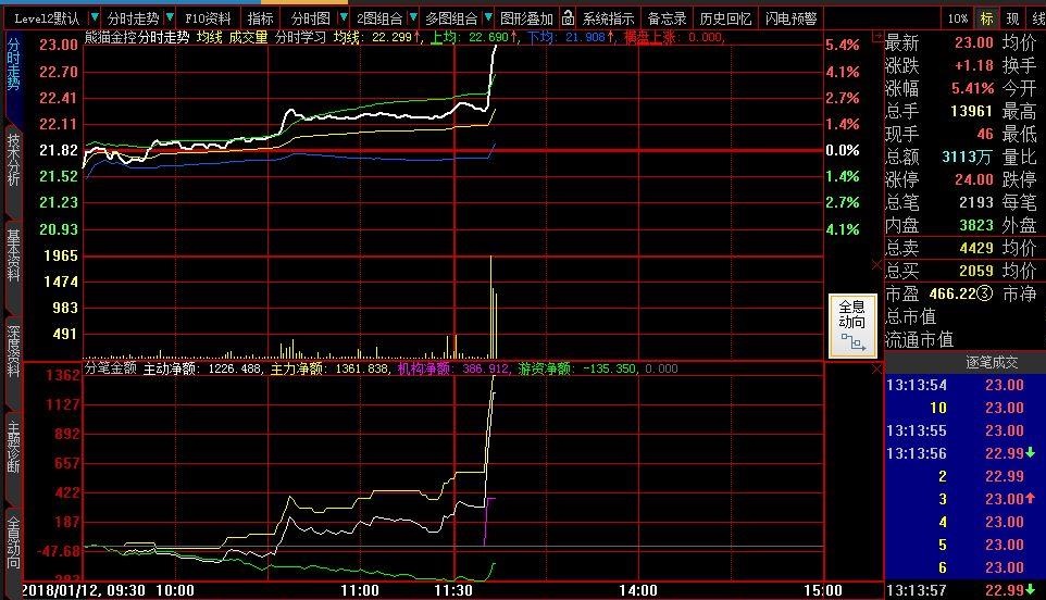 分笔成交资金流指标，副图，大智慧，贴图