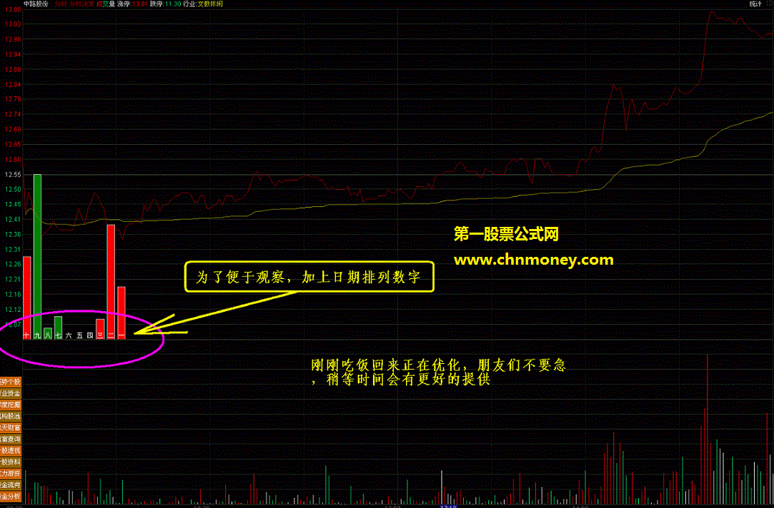 在分时图里显示出近10天来的资金流向