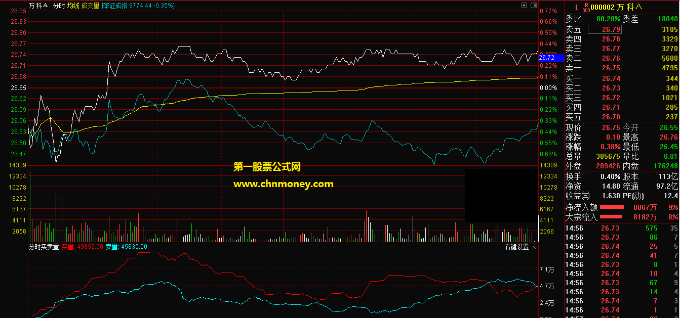 通达信公式分时买卖量分时副图附源码实测图指标