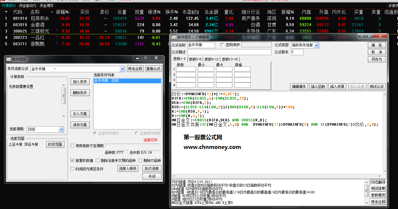 金牛共振选股/副图附说明且盘中预警盘后选股成功率高指标