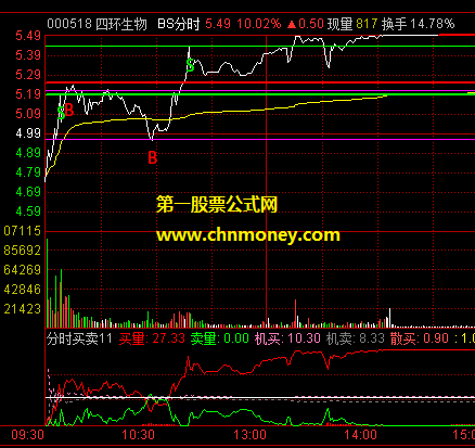 分时买卖副图附实效图适合分时图用源码加密指标