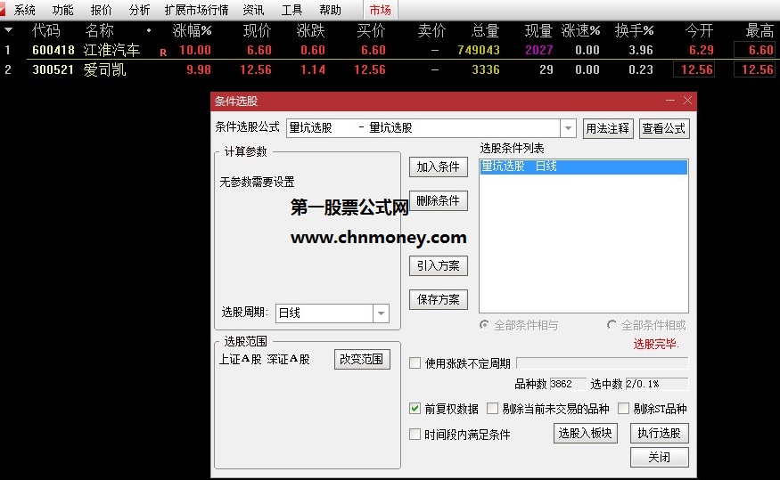 自己精心收藏的选股公式：通达信量坑选股公式，若喜欢的拿去吧！