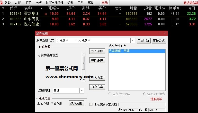 供大家参考的通达信首板涨停选股公式，基于布林带原理编写，附效果截图