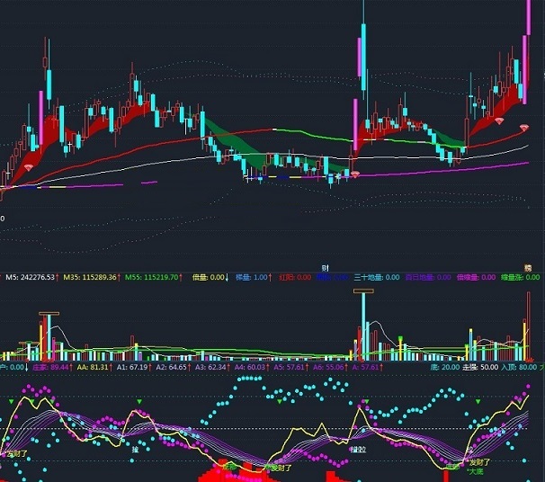 捕捉趋势最牛副图指标---主力侠影指标（副图 通达信 贴图）底走强有信号，入顶闪人有标记