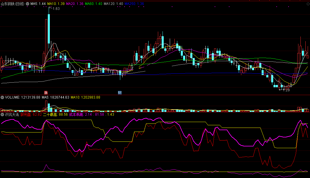 识坑大法指标（副图 通达信 贴图）据论坛早前公式稍改，获利线回探60是挖坑