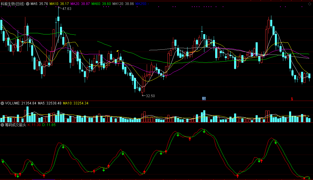 筹码成交箭头（通达信指标 副图 公式源码 实测图）
