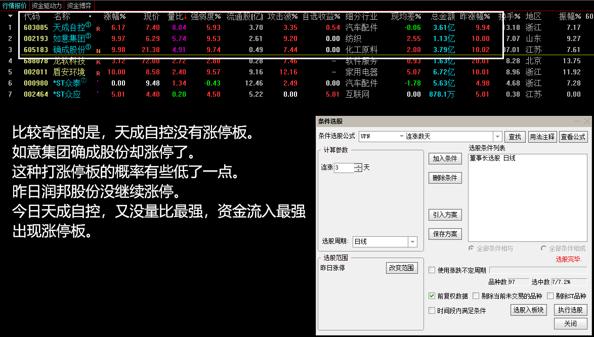 最牛杰作 董事长指标打板专用副图/选股指标 信号胜率高 可以天天做打板 连扳涨停票