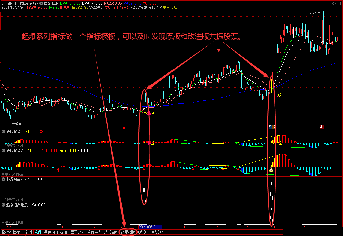 黄金起爆2 妖股起爆2 起爆选股2 首次出现红黄柱买入 通达信 主图/副图/选股 源码