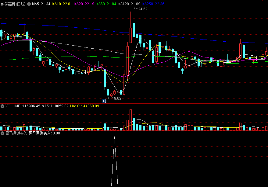 通达信黑马通道买入副图/选股指标，通道下轨买入！