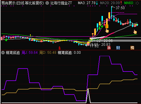 沧海行掘金之【精简底追】指标，大盘助攻日低吸，捉拿个股底部转向上升的强势信号