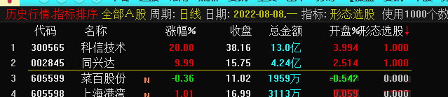 形态选股——竞价指标专选一进二和首板，通达信 源码开源