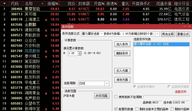 《暴力屠妖》副图及选股公式 用于主板横盘突破个股 通达信 源码 无未来 