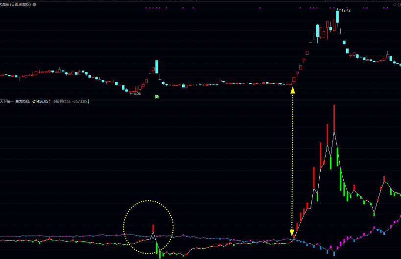 〖天下第一〗副图指标 一切牛股 概莫能外 分析主力与散户持仓的技术指标 通达信 源码