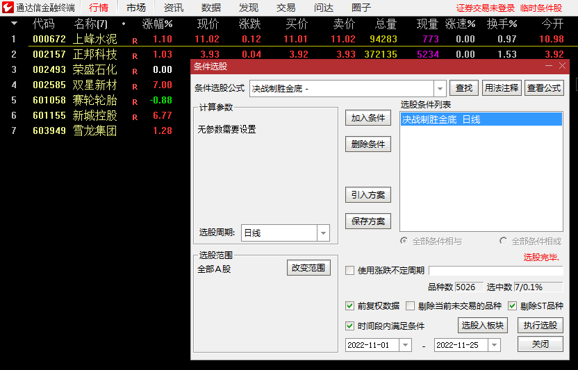 〖决战制胜金底〗副图/选股指标 金钻精品 寻找短线超跌股 量能温和放大抄底 通达信 源码