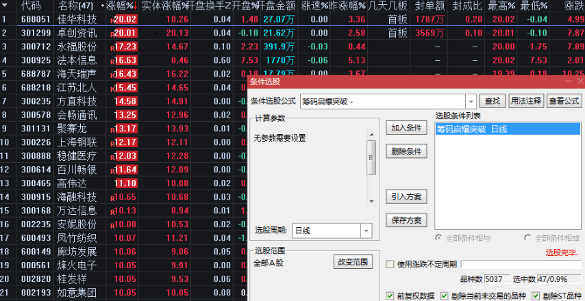 〖筹码启爆突破〗副图/选股指标 结合量能 量价起飞 通达信 源码 无未来