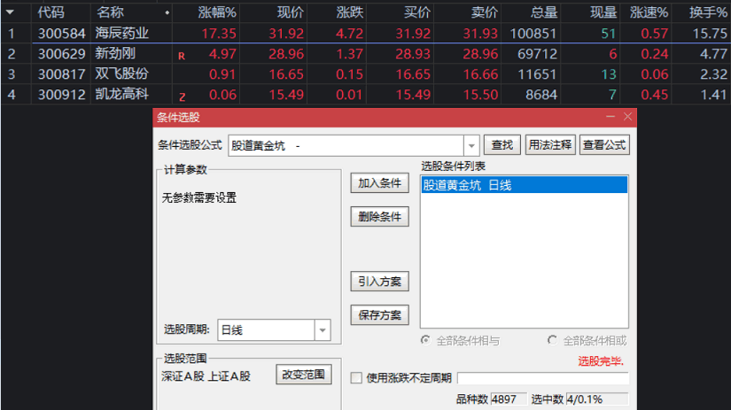 〖股道黄金坑〗副图/选股指标 股术擒牛 金坑抄底 通达信 源码