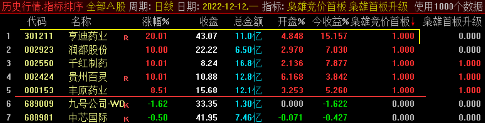 〖枭雄首板竞价〗副图/预警/选股指标 竞价抓首板 今天抓到如意集团 昨天抓到贵州百灵 通达信 源码