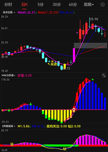 〖龙头波段〗副图指标 短线+趋势=赚钱 零轴上方出红柱是买点 通达信 源码