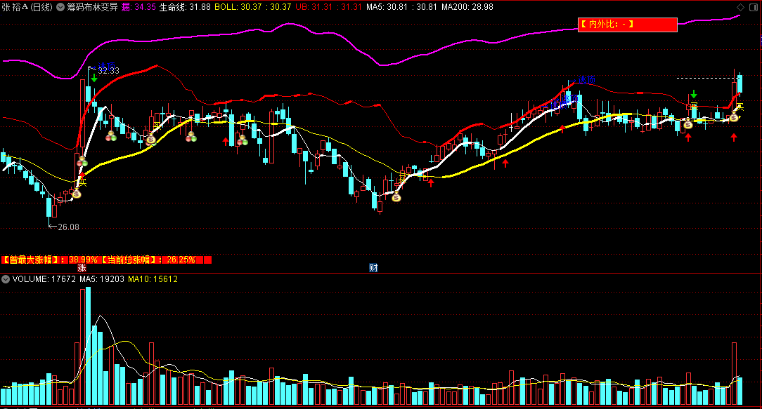 〖筹码布林变异〗主图指标 底部弱转强反弹 主升浪回调低吸 通达信 源码