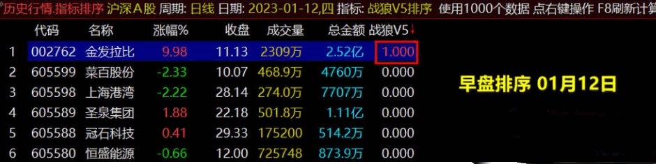 〖战狼竞价v8〗副图/排序/选股指标 早盘竞价系统 信号全天不变 年度推出 通达信 源码