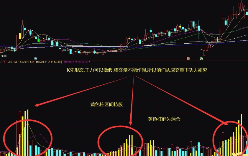 完美〖主力量能成交量〗副图指标 从成交量角度研发 买入点和持股信号 通达信 源码