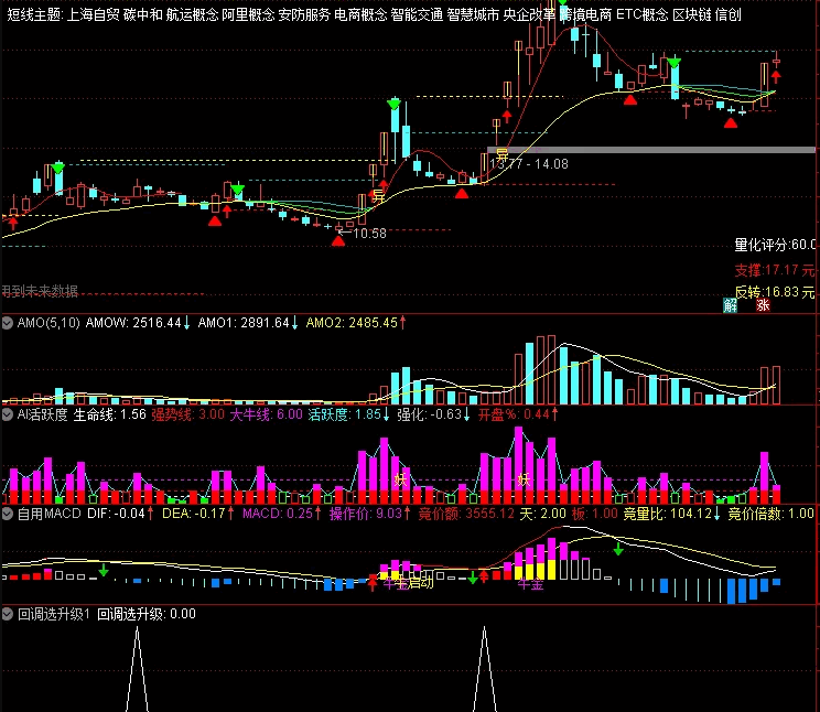 〖回调选升级〗副图/选股指标 结合盘中大资金动向 成功率会更高 通达信 源码