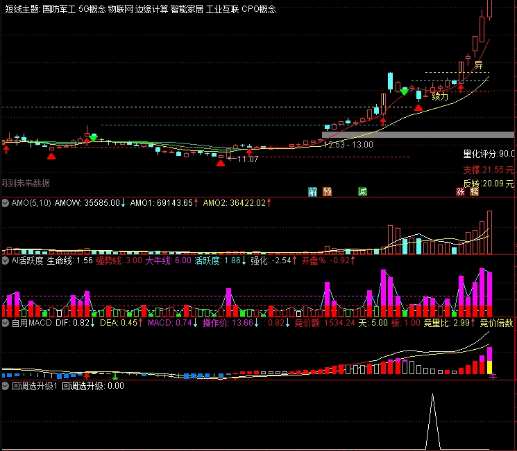 〖回调选升级〗副图/选股指标 结合盘中大资金动向 成功率会更高 通达信 源码