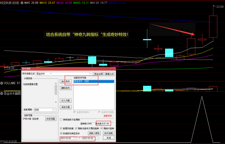 〖吞金杀牛〗副图/选股指标 T+2溢价率高胜率 尾盘2.55一键选股 2个交易日92% 通达信 源码