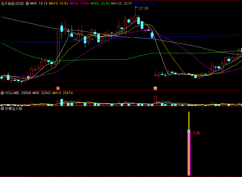 〖抄黄金大底〗副图/选股指标 信号精而少 黄金坑大底 通达信 源码