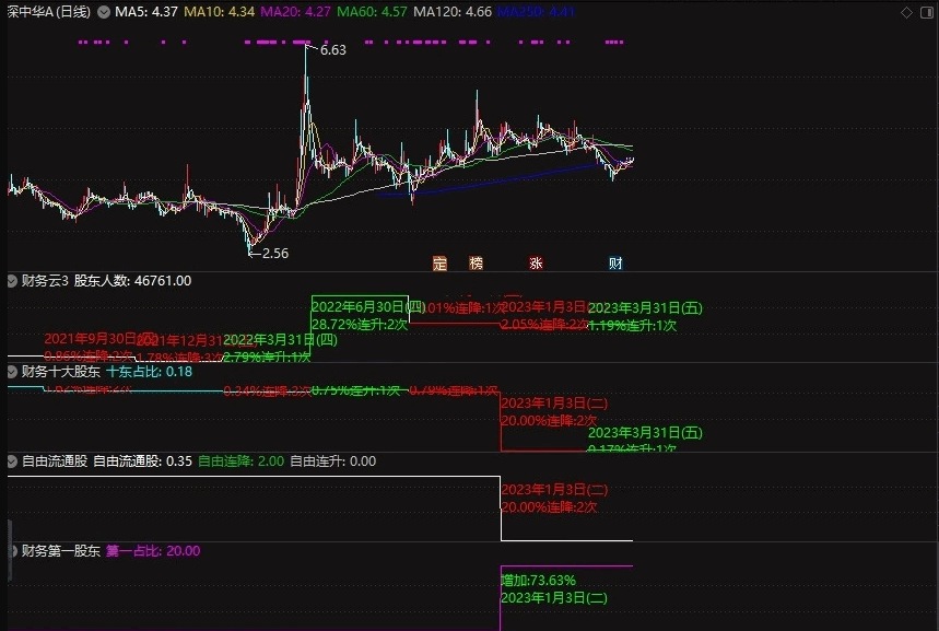 〖股东研究大全〗副图指标 财务第一股东+财务十大股东 财务云+自由流通股 通达信 源码