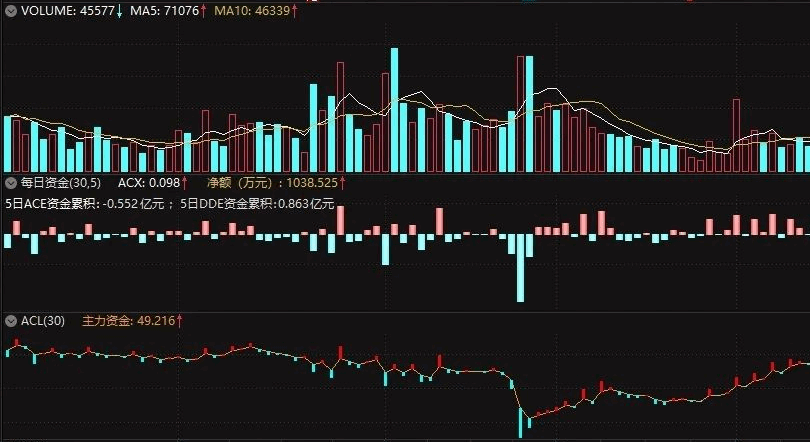 〖ACE资金累积〗副图指标 主动资金买卖 资金净额比例 通达信 源码