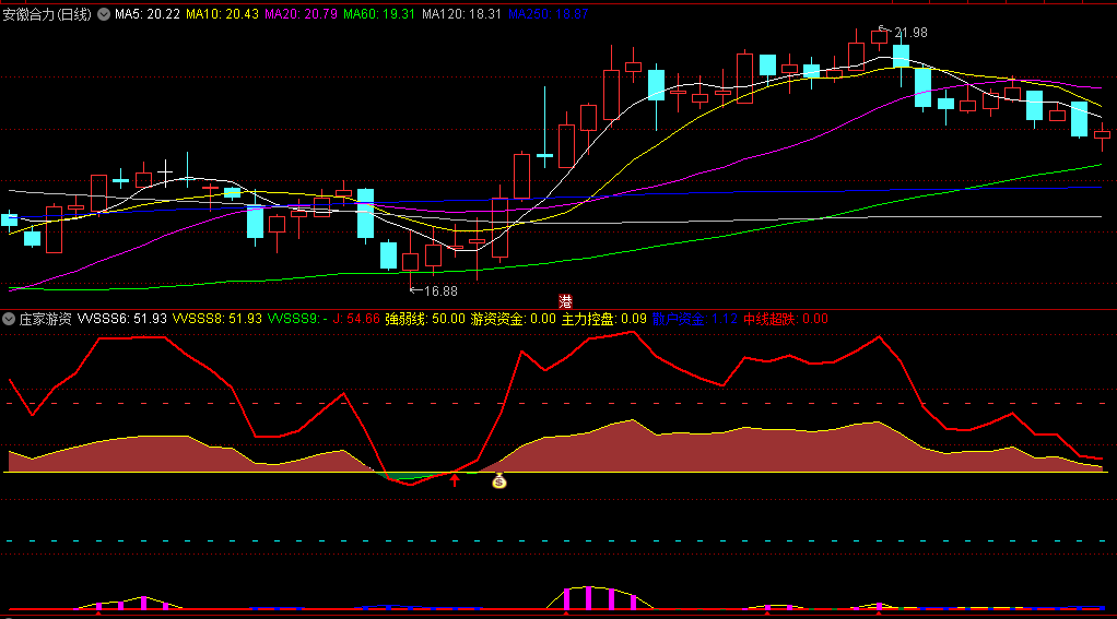 〖庒家游资〗副图指标 盯主力资金流向 钱袋＋红箭头双共振 通达信 源码