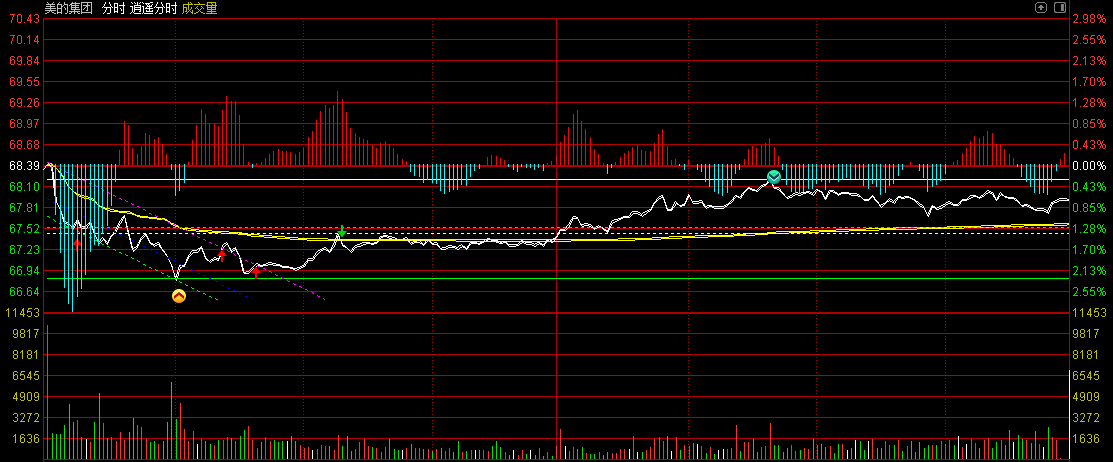 〖逍遥分时〗分时主图指标 优化版金钻指标，加入了MACD+趋势线 价值1800的极品顶底T+0 通达信 源码