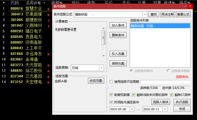 通达信强势妖股副图/选股指标，利用强势妖股的特性，通过信号预警，这是我们散户上车的关键点