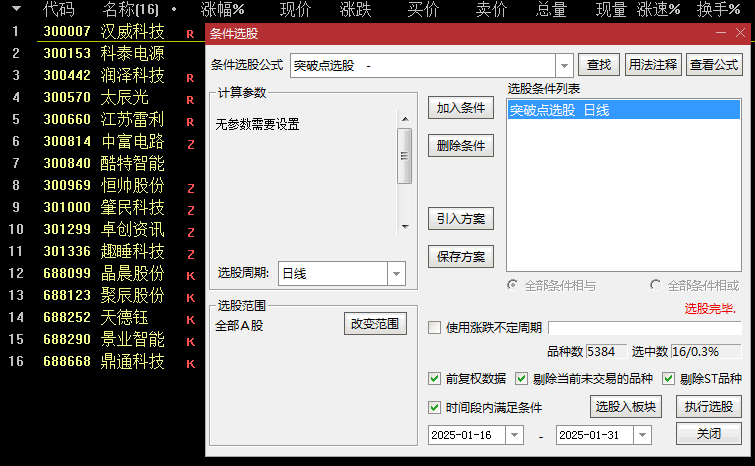 精选【突破点】主图+副图选股全套指标，买盘力量增强，突破当天打板买入或突破前期时买！