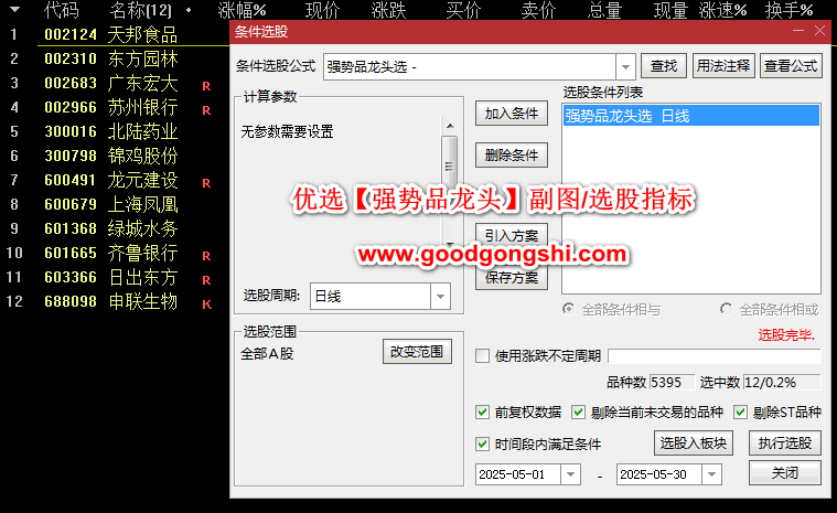 优选【强势品龙头】副图/选股指标，采用聚焦强势龙头的选股策略！含实战应用要点！