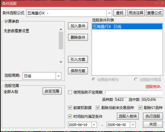 严格筛选【五海量行】副图/选股指标 基于量价共振的尾盘交易策略 无未来