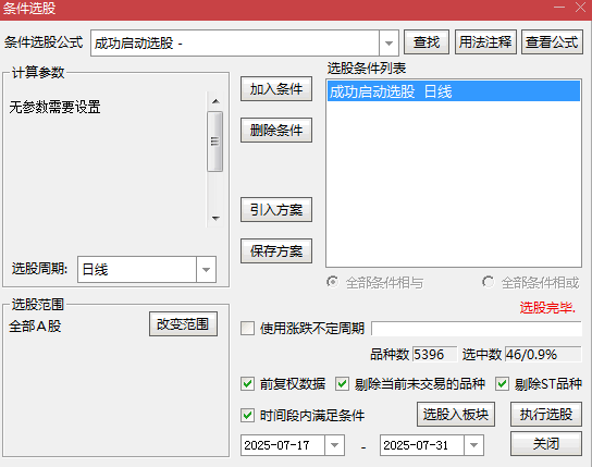热门〖成功启动〗副图/选股选股 识别试盘动作价格突破及量能配合 筛选涨停潜力股