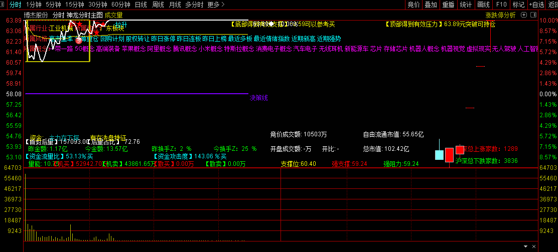 【神龙溪智能分时】主图指标 使用说明 叠加6日K线日内T+0参考 只能电脑使用