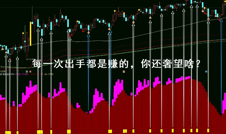 【筹码金矿999】副图指标 看起来像座山 还有金色的带状 把低位的筹码想方设法运送到上面卖出