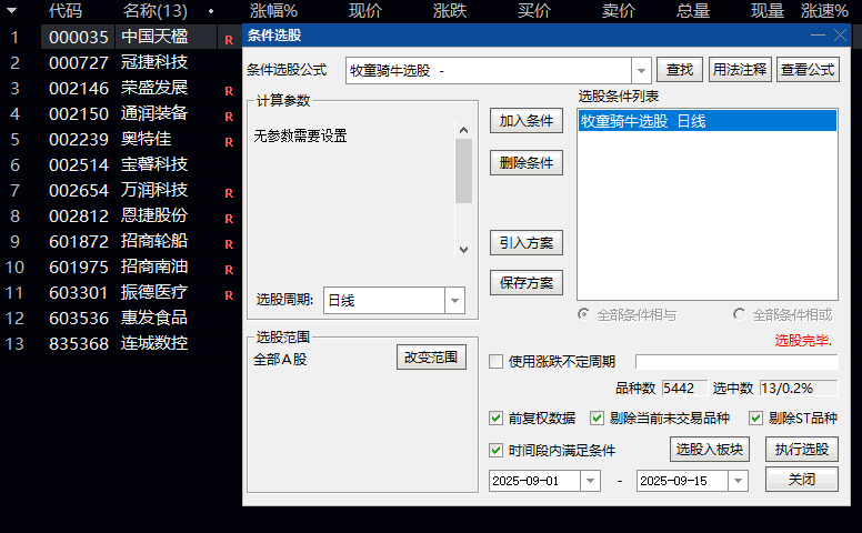 通达信【牧童骑牛】主图/副图/选股指标 找出低位集中放量 且有突破的强势股