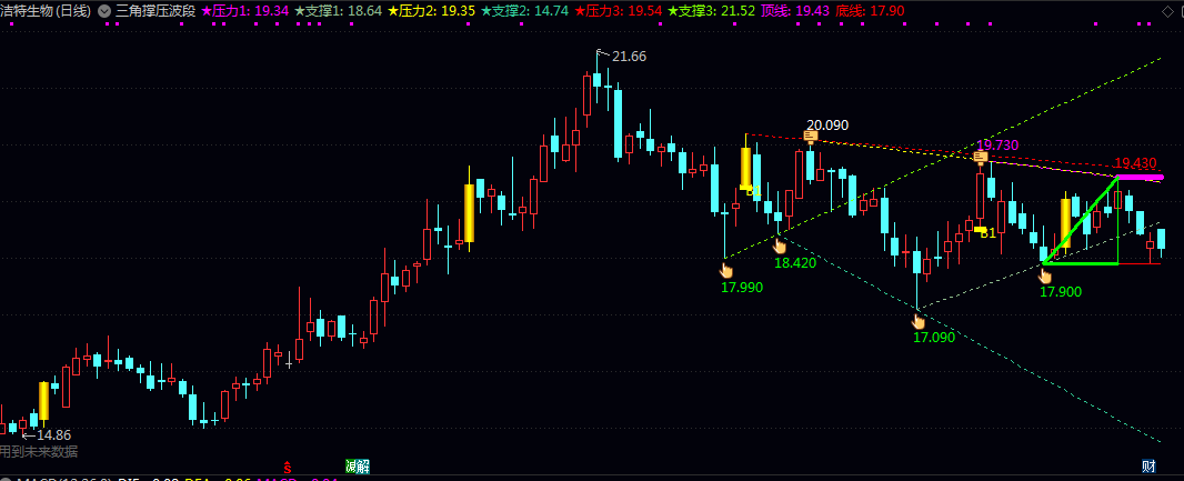 自动画线【三角撑压】主图指标,压力位和支撑位都有显示,看好合适再下载! 自动画线【三角撑压】主图指标,压力位和支撑位都有显示,看好合适再下载!