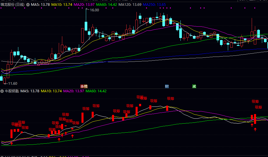 【牛股钥匙】副图指标 三项核心条件进行综合判断 捕捉主力资金吸筹的关键信号 【牛股钥匙】副图指标 三项核心条件进行综合判断 捕捉主力资金吸筹的关键信号