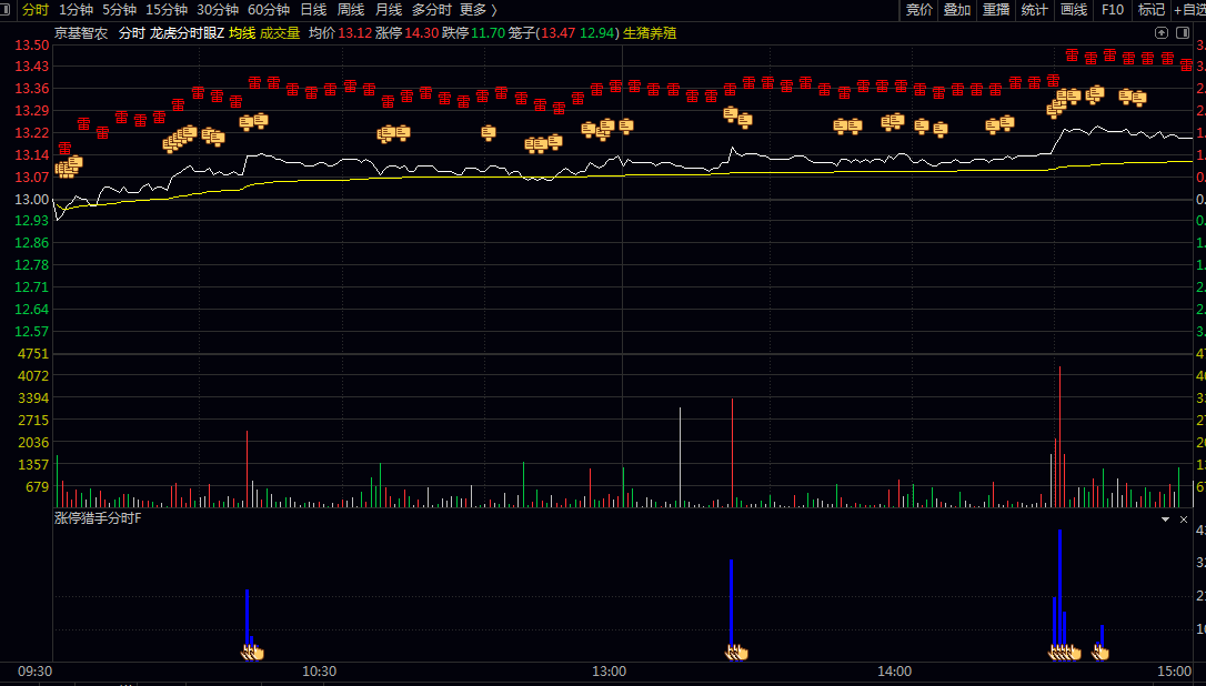 分时《龙虎眼》主图+《涨停猎手》副图指标 风险警示与主力动向 清晰判断短线资金的多空博弈强度