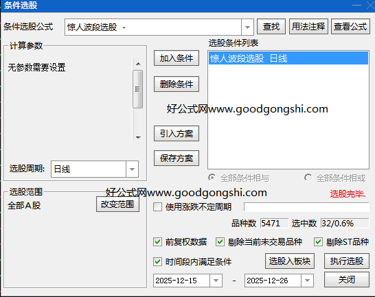 精【惊人波段】副图/选股指标 过综合价格动能/形态特征以及市场人气等维度 在特定调整后寻找潜在的反转买入点